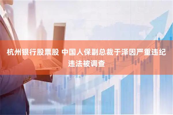 杭州银行股票股 中国人保副总裁于泽因严重违纪违法被调查